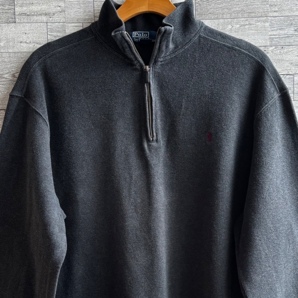 Polo Ralph Lauren sweater Mens XXL Gray Quarter Zip Pull Over - Picture 5 of 7